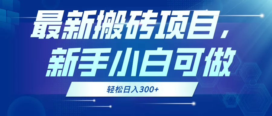 最新0门槛搬砖项目，新手小白可做，轻松日入300+-山河网创