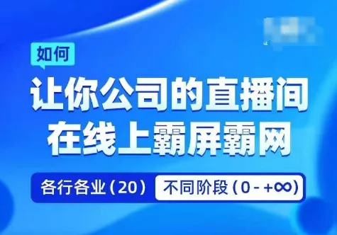企业矩阵直播霸屏实操课，让你公司的直播间在线上霸屏霸网-山河网创