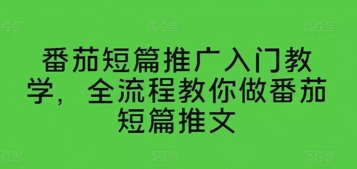番茄短篇推广入门教学，全流程教你做番茄短篇推文-山河网创