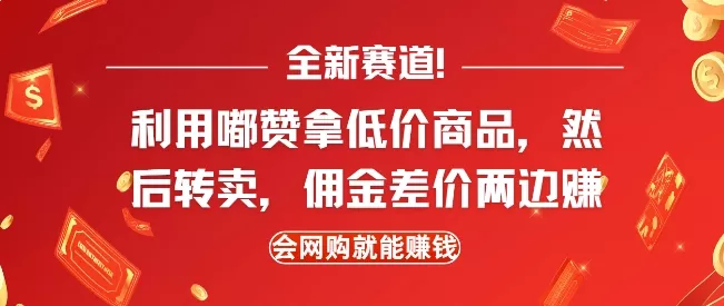 全新赛道，利用嘟赞拿低价商品，然后去闲鱼转卖佣金，差价两边赚，会网购就能挣钱-山河网创