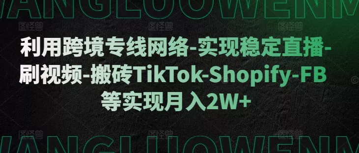 利用跨境专线网络-实现稳定直播-刷视频-搬砖TikTok-Shopify-FB等实现月入2W+【揭秘】-山河网创