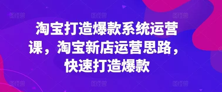 淘宝打造爆款系统运营课，淘宝新店运营思路，快速打造爆款-山河网创