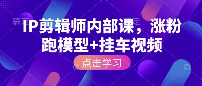 IP剪辑师内部课，涨粉跑模型+挂车视频-山河网创