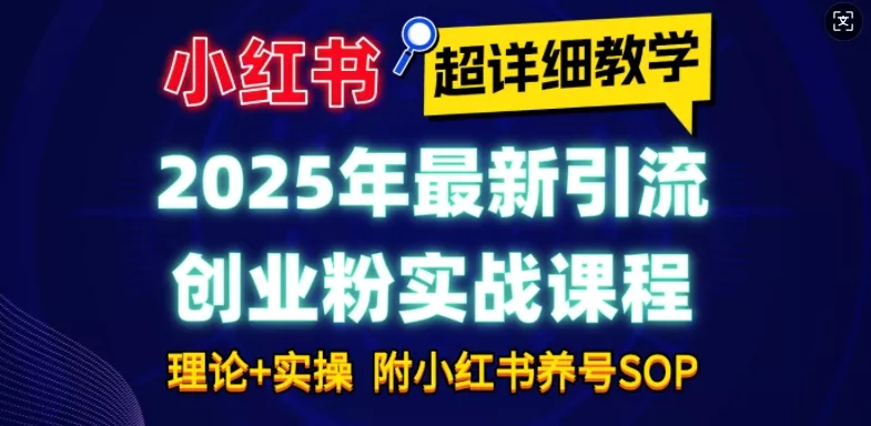 2025年最新小红书引流创业粉实战课程【超详细教学】小白轻松上手，月入1W+，附小红书养号SOP-山河网创
