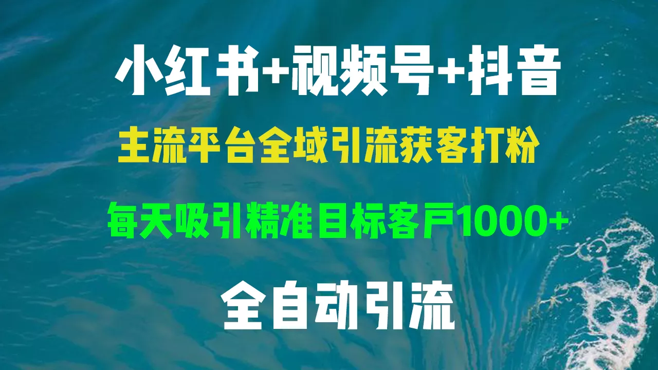 小红书，视频号，抖音主流平台全域引流获客打粉，每天吸引精准目标客户…-山河网创