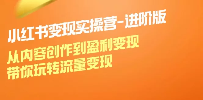 小红书变现实操营进阶版：从内容创作到盈利变现，带你玩转流量变现-山河网创