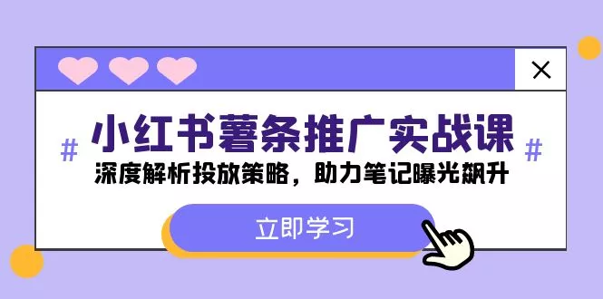 小红书-薯条推广实战课：深度解析投放策略，助力笔记曝光飙升-山河网创