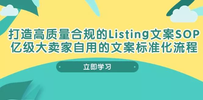 打造高质量合规Listing文案SOP，亿级大卖家自用的文案标准化流程-山河网创