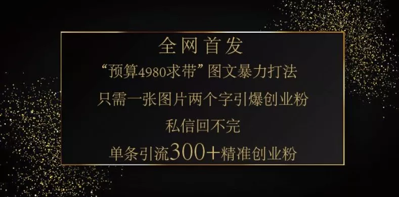 小红书神奇图片引流法，只需一张图，就能单条笔记凭借此方法，轻松引流 300 + 精准创业粉-山河网创