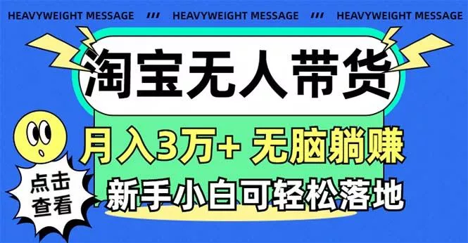 淘宝无人带货3.0高收益玩法，月入3万+，无脑躺赚，新手小白可落地实操-山河网创