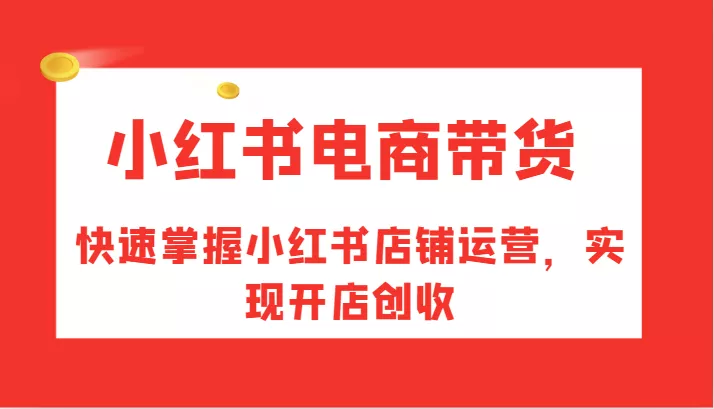 小红书电商带货，快速掌握小红书店铺运营，实现开店创收-山河网创
