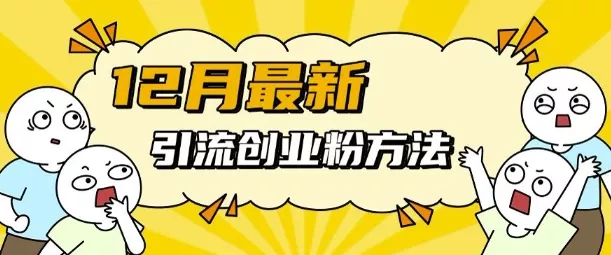 12月最新引流创业粉方法，方法非常简单，适用于多平台-山河网创