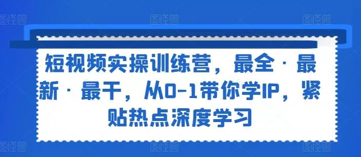 短视频实操训练营，最全·最新·最干，从0-1带你学IP，紧贴热点深度学习-山河网创