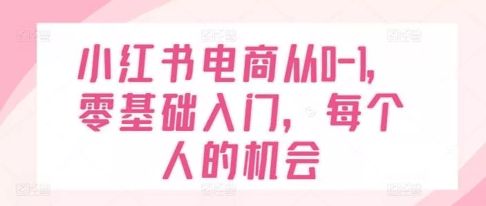 小红书电商从0-1，零基础入门，每个人的机会-山河网创