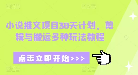 小说推文项目38天计划，剪辑与搬运多种玩法教程-山河网创