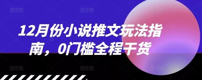 12月份小说推文玩法指南，0门槛全程干货-山河网创