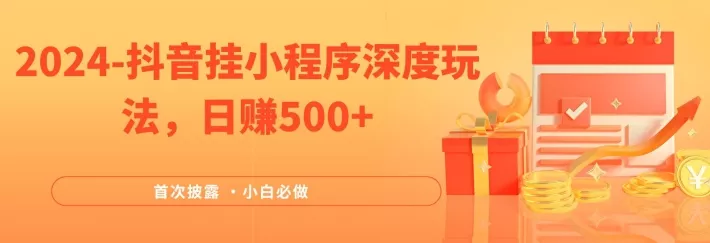 2024全网首次披露，抖音挂小程序深度玩法，日赚500+，简单、稳定，带渠道收入，小白必做【揭秘】-山河网创