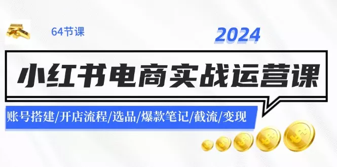 2024小红书电商实战运营课：账号搭建/开店流程/选品/爆款笔记/截流/变现-山河网创