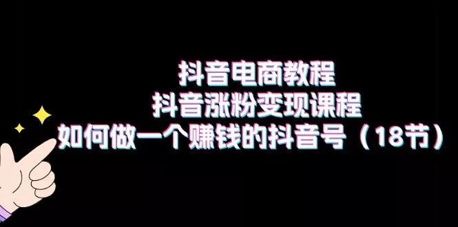 抖音电商教程：抖音涨粉变现课程：如何做一个赚钱的抖音号(18节-山河网创