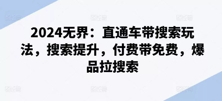 2024无界：直通车带搜索玩法，搜索提升，付费带免费，爆品拉搜索-山河网创