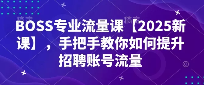 BOSS专业流量课【2025新课】，手把手教你如何提升招聘账号流量-山河网创