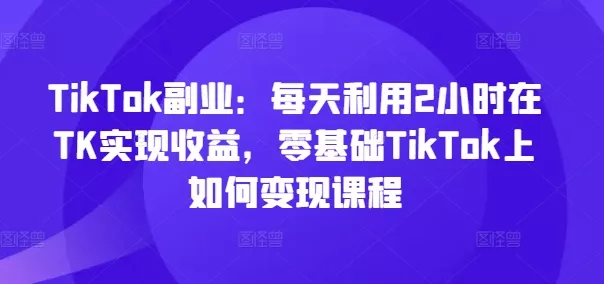 TikTok副业：每天利用2小时在TK实现收益，零基础TikTok上如何变现课程-山河网创