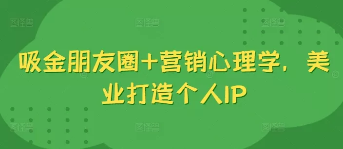 吸金朋友圈+营销心理学，美业打造个人IP-山河网创