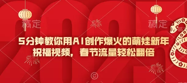 5分钟教你用AI创作爆火的萌娃新年祝福视频，春节流量轻松翻倍-山河网创