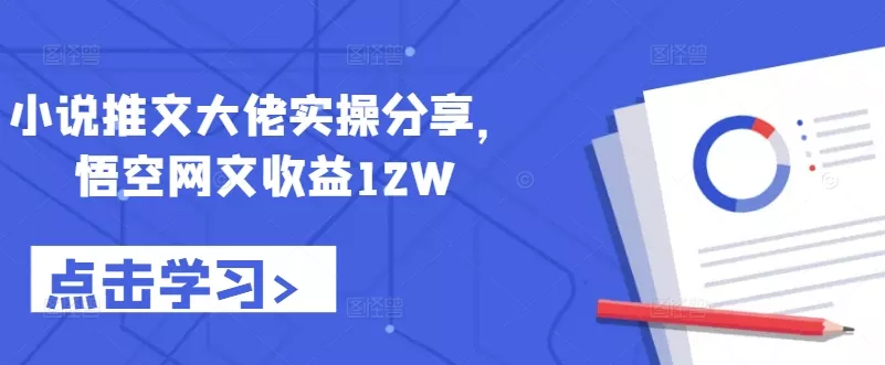 小说推文大佬实操分享，悟空网文收益12W-山河网创