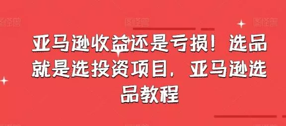 亚马逊收益还是亏损！选品就是选投资项目，亚马逊选品教程-山河网创