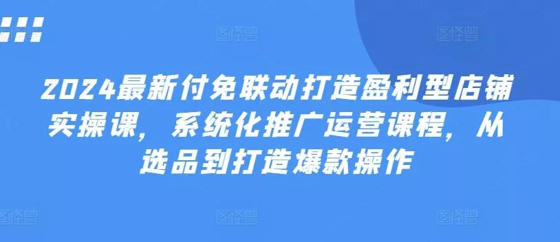 2024最新付免联动打造盈利型店铺实操课，​系统化推广运营课程，从选品到打造爆款操作-山河网创