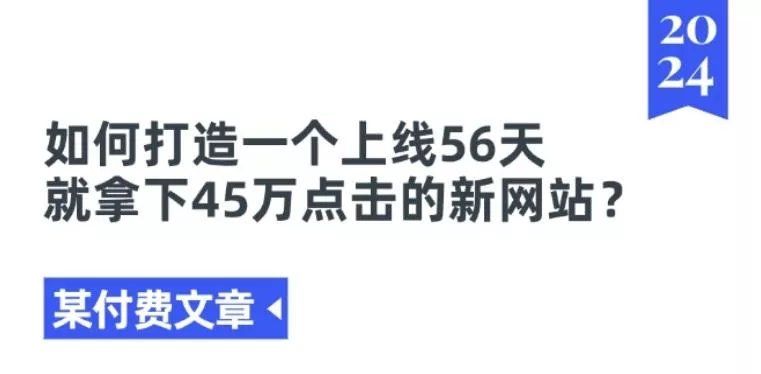 某付费文章《如何打造一个上线56天就拿下45万点击的新网站?》-山河网创