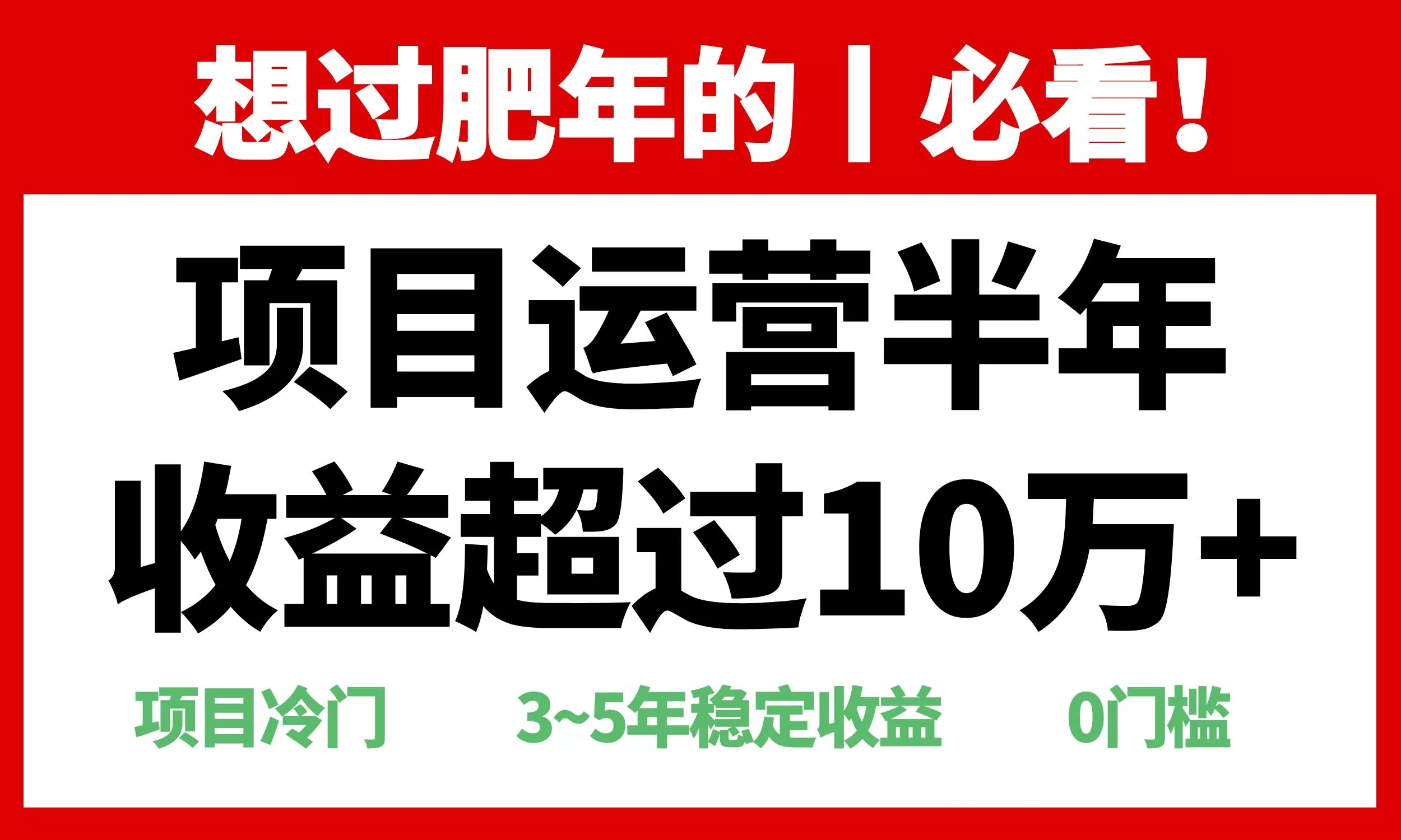 年前过肥年的必看的超冷门项目，半年收益超过10万+，-山河网创