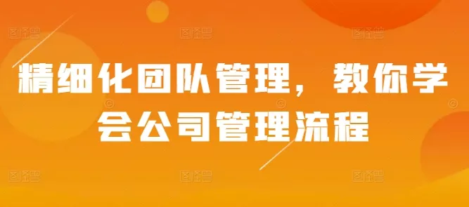 精细化团队管理，教你学会公司管理流程-山河网创