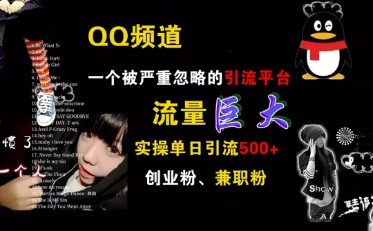 QQ频道，一个被严重忽略的引流平台，流量巨大 实操单日引流500+创业粉兼职粉【揭秘】-山河网创