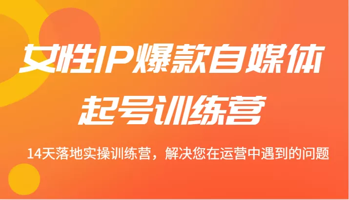女性IP爆款自媒体起号训练营 14天落地实操训练营，解决您在运营中遇到的问题-山河网创