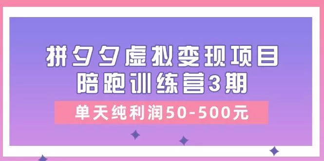 某收费培训《拼夕夕虚拟变现项目陪跑训练营3期》单天纯利润50-500元-山河网创