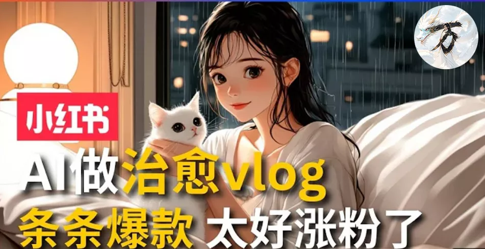 AI治愈系vlog动画视频，小红书1个月轻松涨粉破万，商单报价1500+日入2000+-山河网创