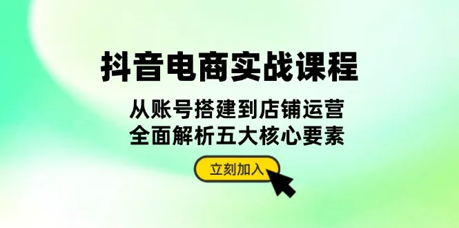 抖音 电商实战课程：从账号搭建到店铺运营，全面解析五大核心要素-山河网创