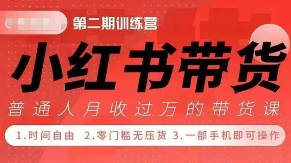 小Red书带货42天训练营 2.0版，宝妈+自由职+上班族+大学生，提高副业收入的大红利项目-山河网创