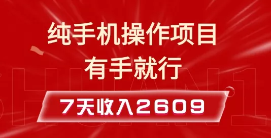 纯手机操作的小项目，有手就能做，7天收入2609+实操教程【揭秘】-山河网创
