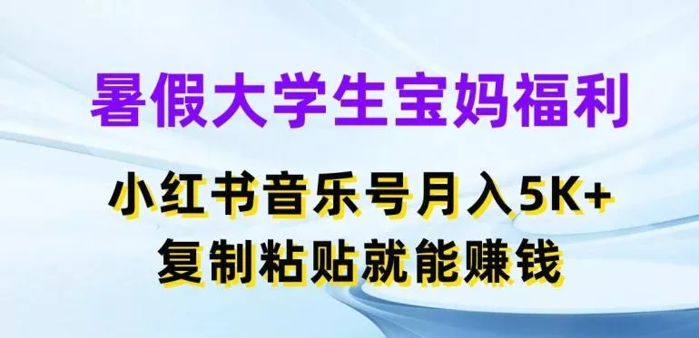 暑假大学生宝妈福利，小红书音乐号月入5000+，复制粘贴就能赚钱【揭秘】-山河网创