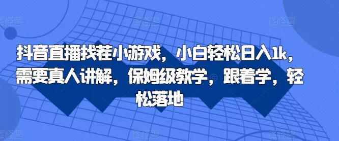 抖音直播找茬小游戏，小白轻松日入1k，需要真人讲解，保姆级教学，跟着学，轻松落地【揭秘】-山河网创