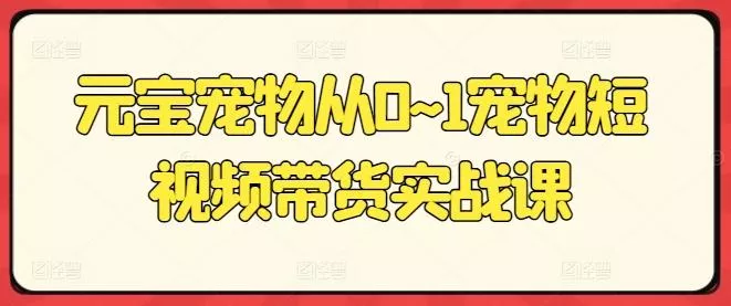 元宝宠物从0~1宠物短视频带货实战课-山河网创