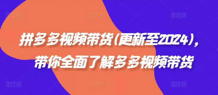 拼多多视频带货(更新至2024)，带你全面了解多多视频带货-山河网创