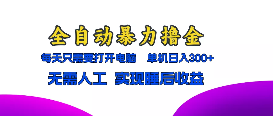 全自动暴力撸金，只需要打开电脑，单机日入300+无需人工，实现睡后收益-山河网创