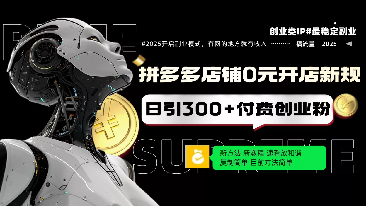 拼多多店铺0元开店新规，日引300+付费创业粉，目前方法简单复制粘贴可矩阵-山河网创