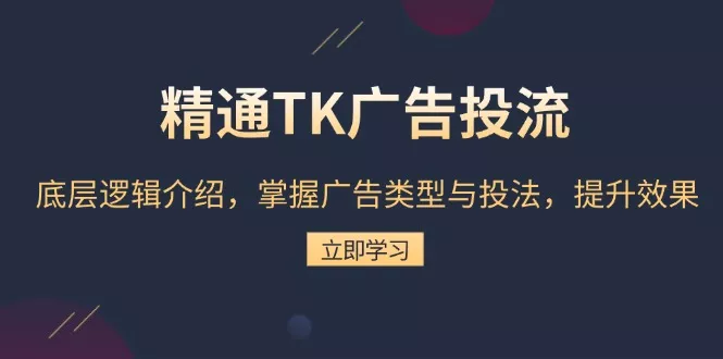 精通TK广告投流：底层逻辑介绍，掌握广告类型与投法，提升效果-山河网创