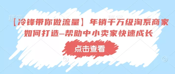 【冷锋带你做流量】年销千万级淘系商家如何打造–帮助中小卖家快速成长-山河网创