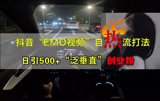 抖音EMO视频自热打法，日引500+“泛垂直”创业粉-山河网创